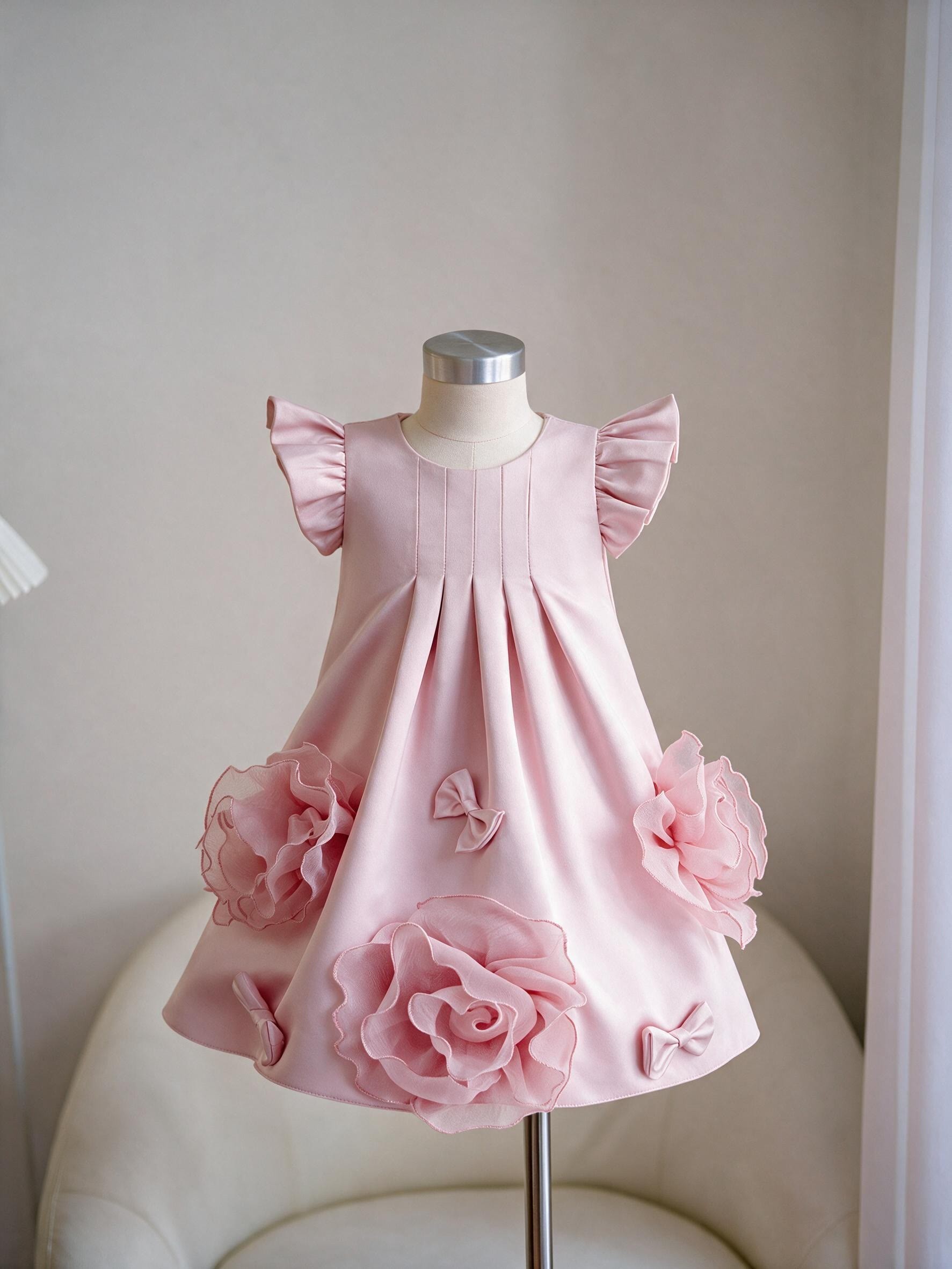 Satin Rosette Sleeveless Short Dresses - image 4