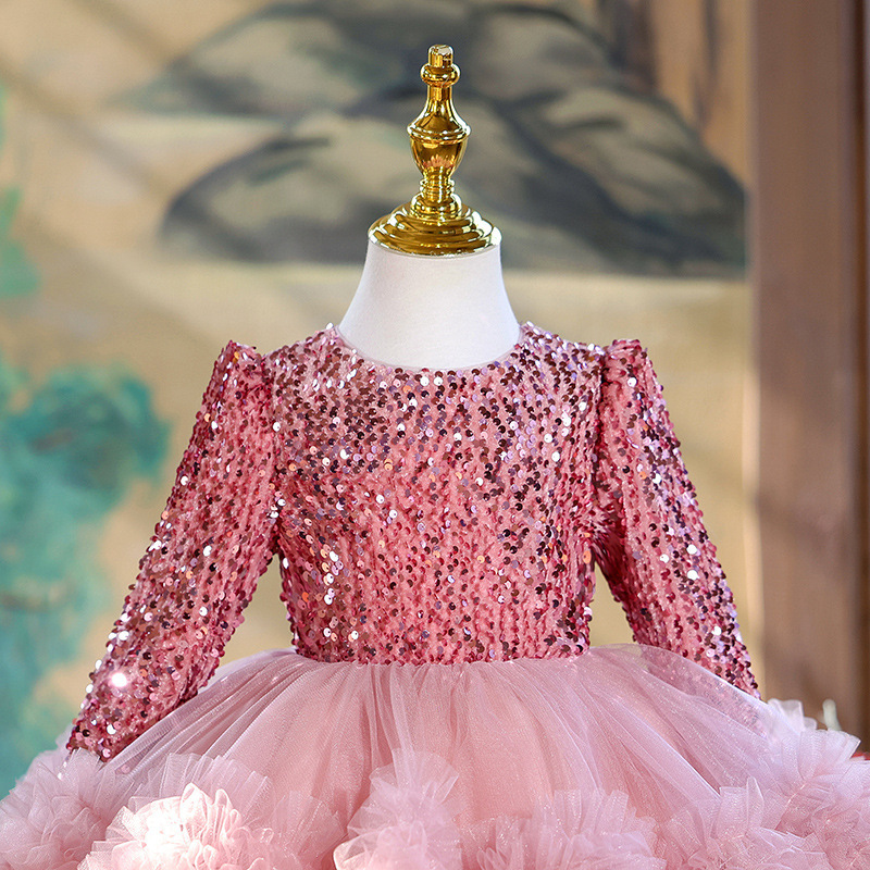 Glitter Split Joint Long Sleeve Midi Dresses - image 4