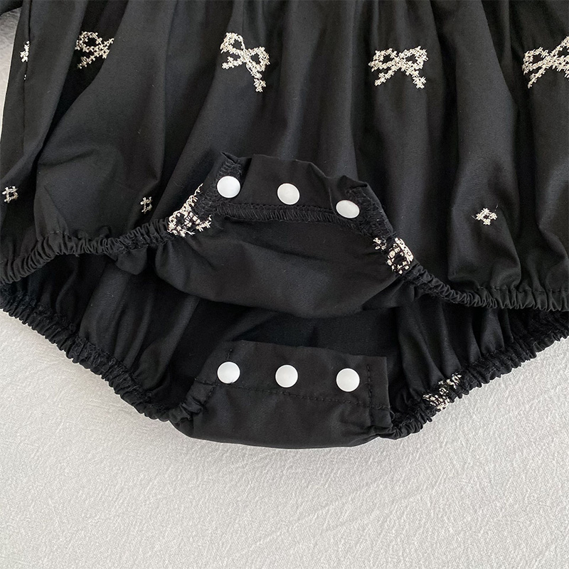 Cotton Bow Floral-embroidered Long Sleeve Regular Dresses&Bodysuit - image 19