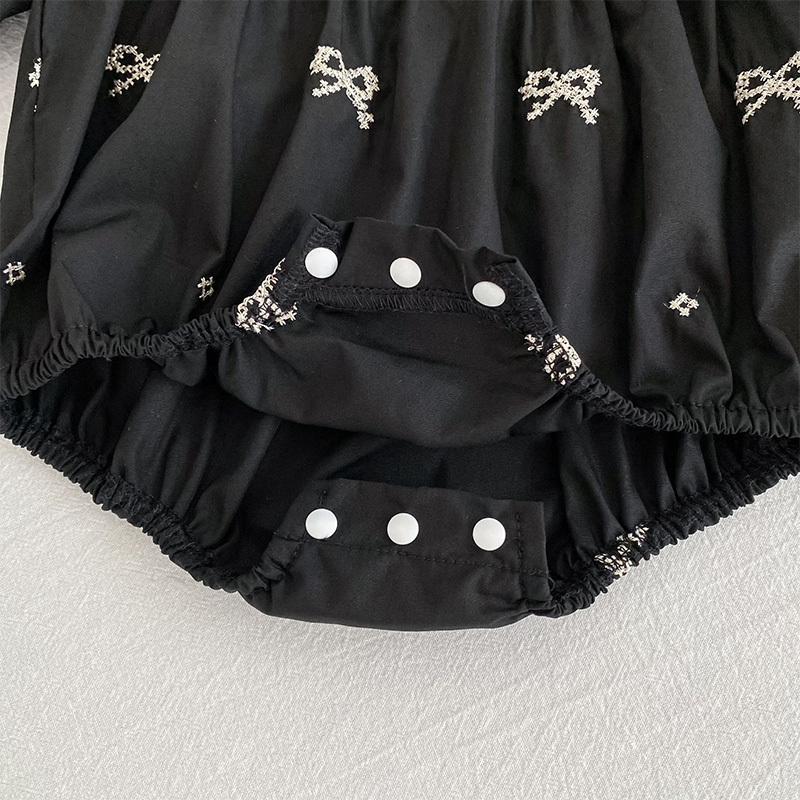 Cotton Bow Floral-embroidered Long Sleeve Regular Dresses&Bodysuit - image 19