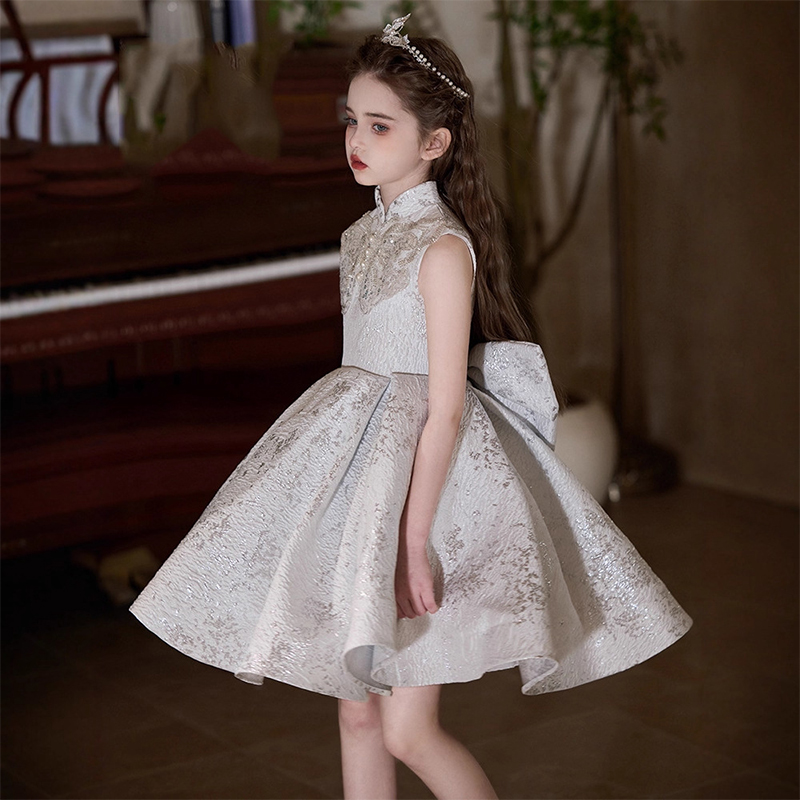 Jacquard Bow Imitation Pearls Sleeveless Midi Dresses - image 5