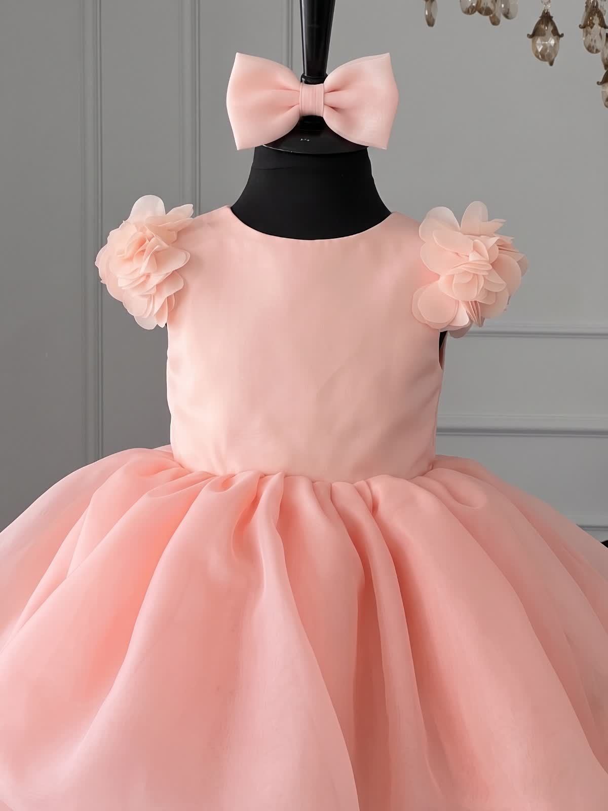 Organza Rosette Short Sleeve Midi Dresses - image 8