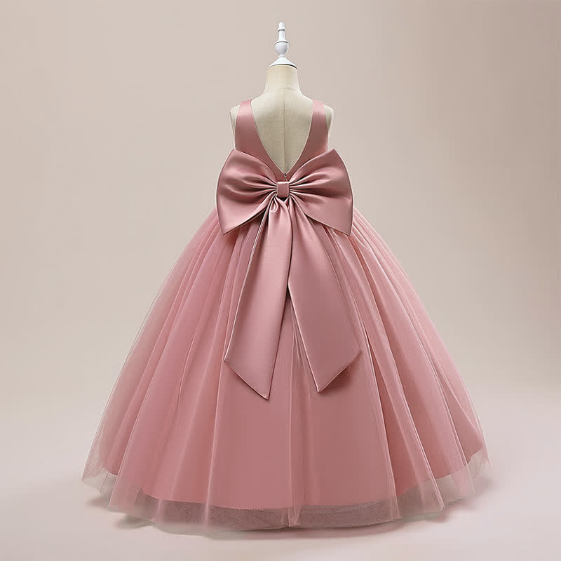 Satin & Mesh Bow Sleeveless Maxi Dresses - image 11