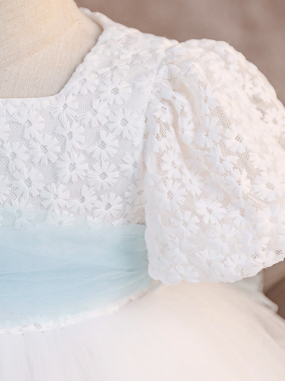 Mesh Bow Short Sleeve Short Dresses - image 5