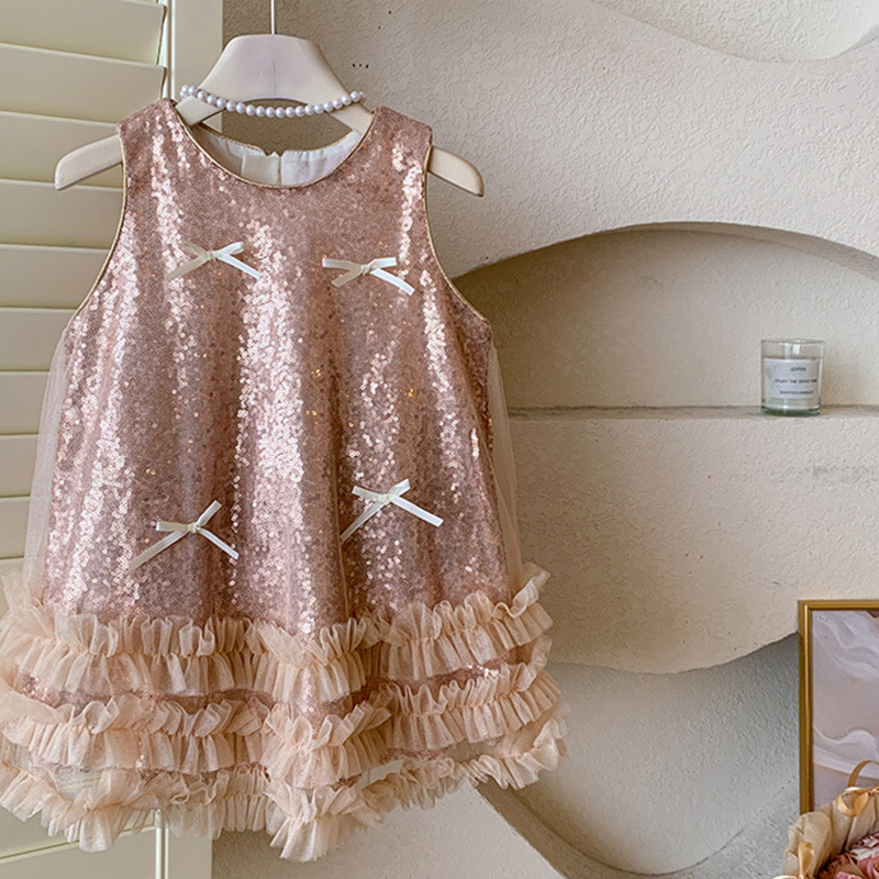 [Archive Sale] Sequins Bow Folds Sequins Sleeveless Mid-long Dresses - image 13