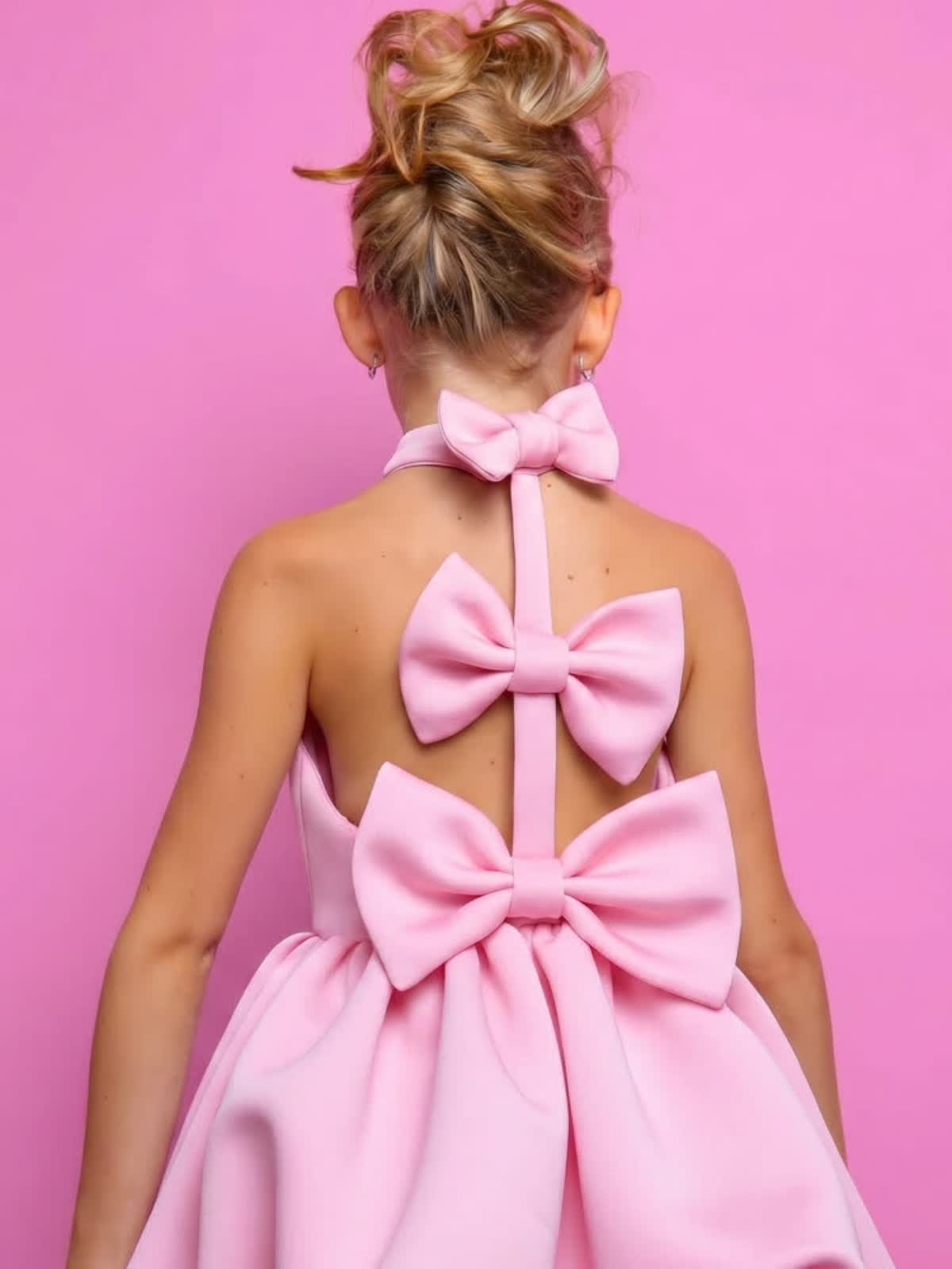 SCUBA KNIT Bow Short Sleeve Short Dresses - image 9