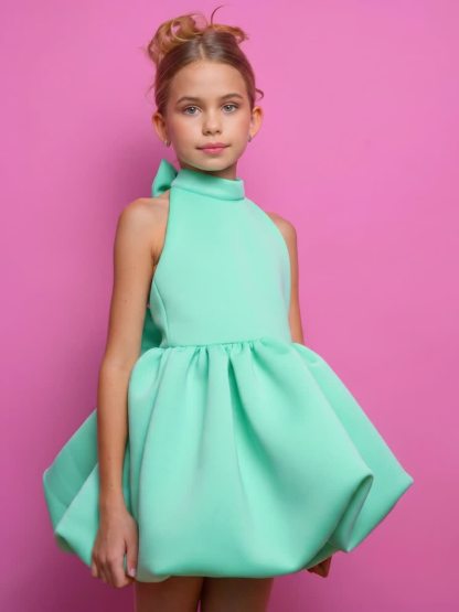 SCUBA KNIT Bow Short Sleeve Short Dresses - image 21