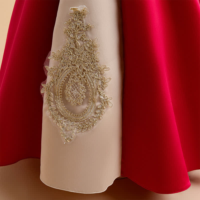 Satin Lace Short Sleeve Maxi Dresses - image 13