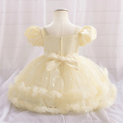 Mesh Bow Short Sleeve Midi Dresses - image 36