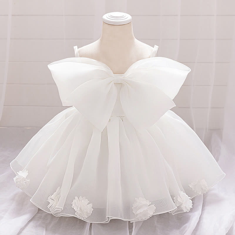 Organza Bow Rosette Maxi Dresses - White - 2-3Y - image 19