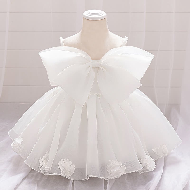 Organza Bow Rosette Maxi Dresses - White - 2-3Y - image 19