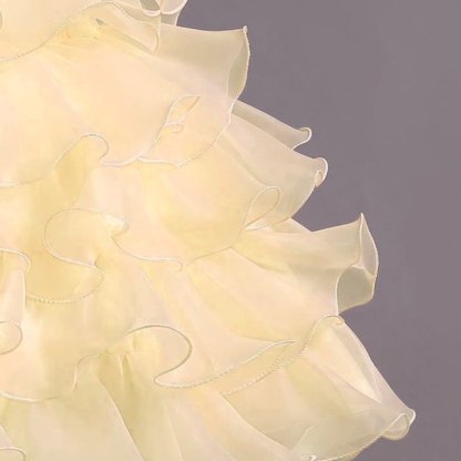 Organza Folds Sequins Bow Short Sleeve Mid-long Dresses - image 12