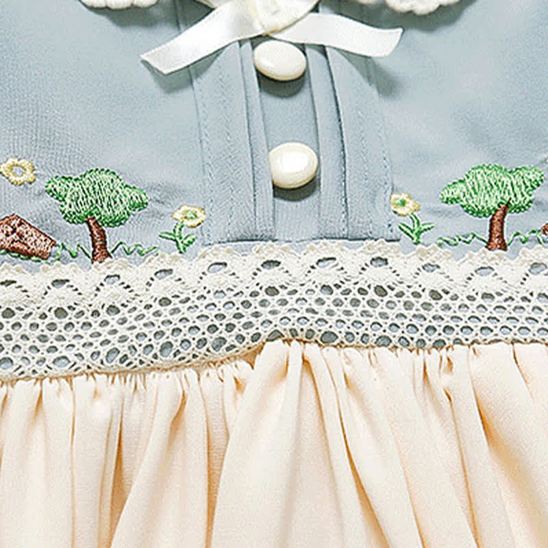 [Archive Sale] Chemical Fiber Blend Stitching Lace Short Sleeve Midi Dresses - image 6