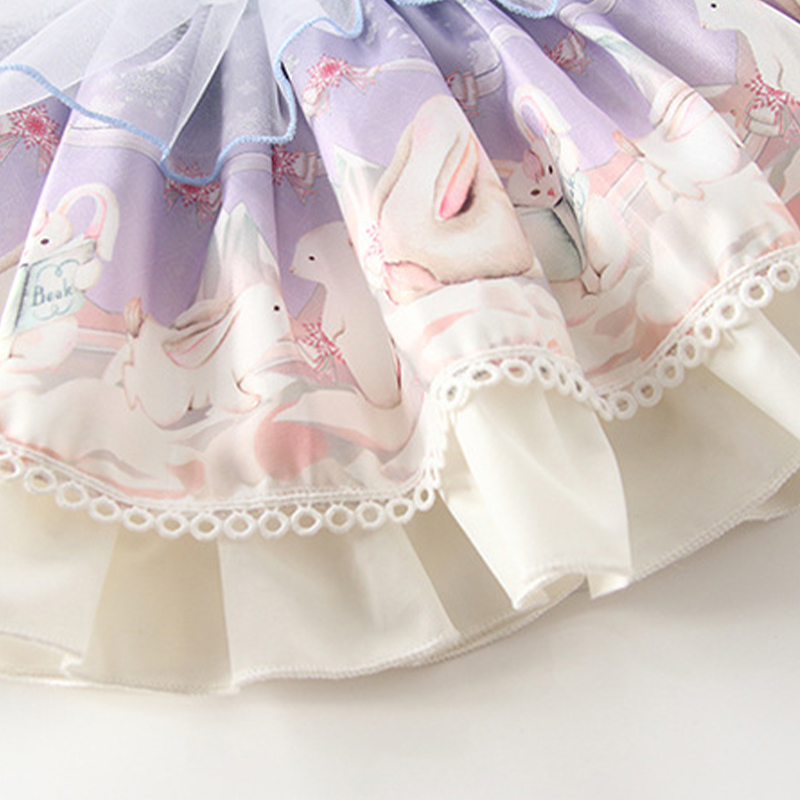 Easter Polyeste Lace Edge Long Sleeve Short Dresses - image 10