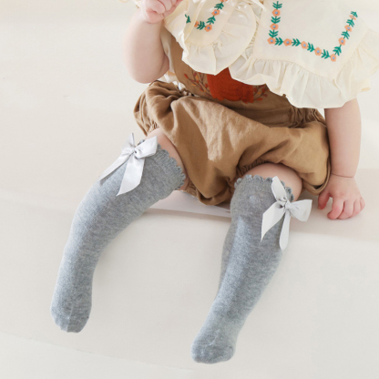 100% Cotton Solid With Bow Socks - image 10