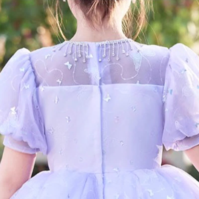 Chemical Fiber Blend Rosette Sequins Short Sleeve Mid-long Dresses - image 7