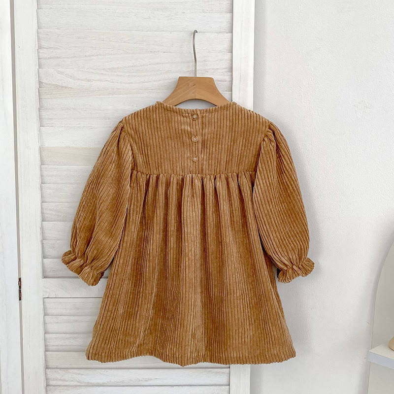 Corduroy Ditsy Floral Long Sleeve Mid-long Dresses&Bodysuit - image 5