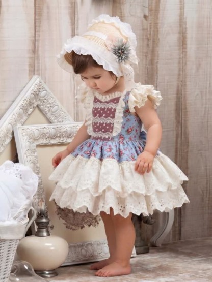 100% Cotton Stitching Lace Cap Sleeve Short Dresses - image 6