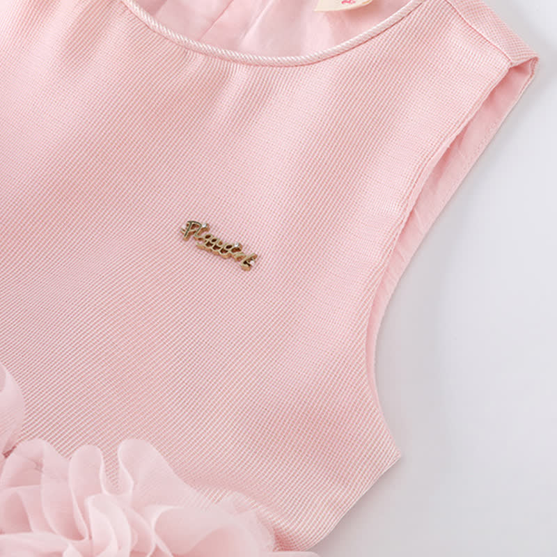 Twill & Mesh  Sleeveless Mid-long Dresses - image 10