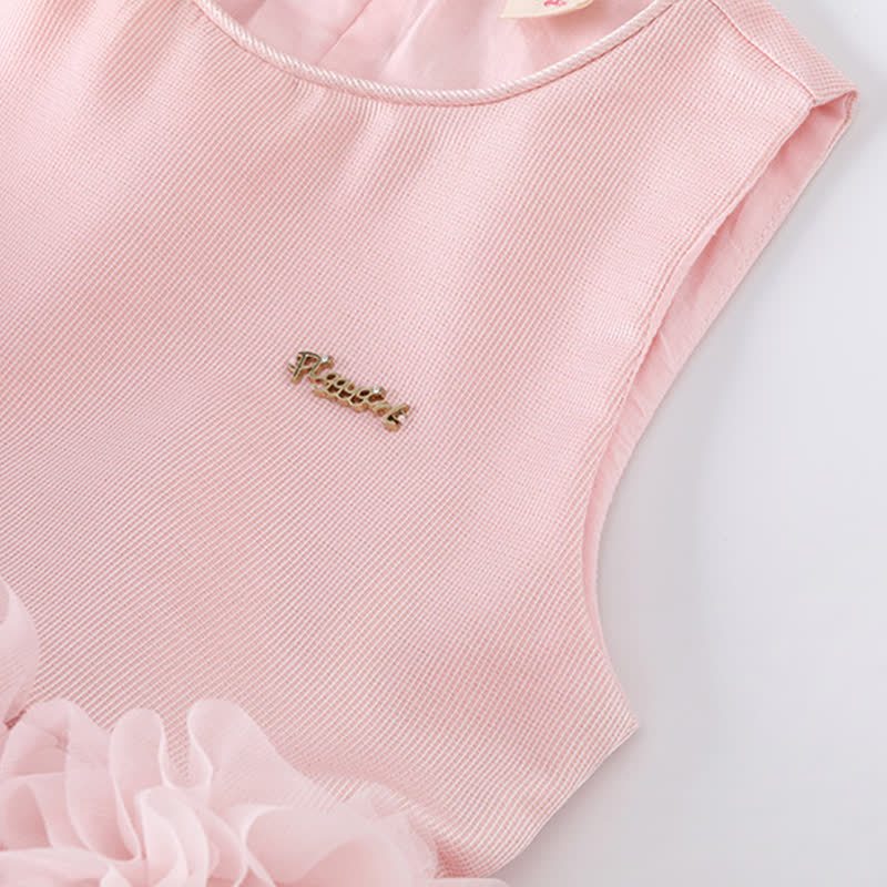 Twill & Mesh  Sleeveless Mid-long Dresses - image 10