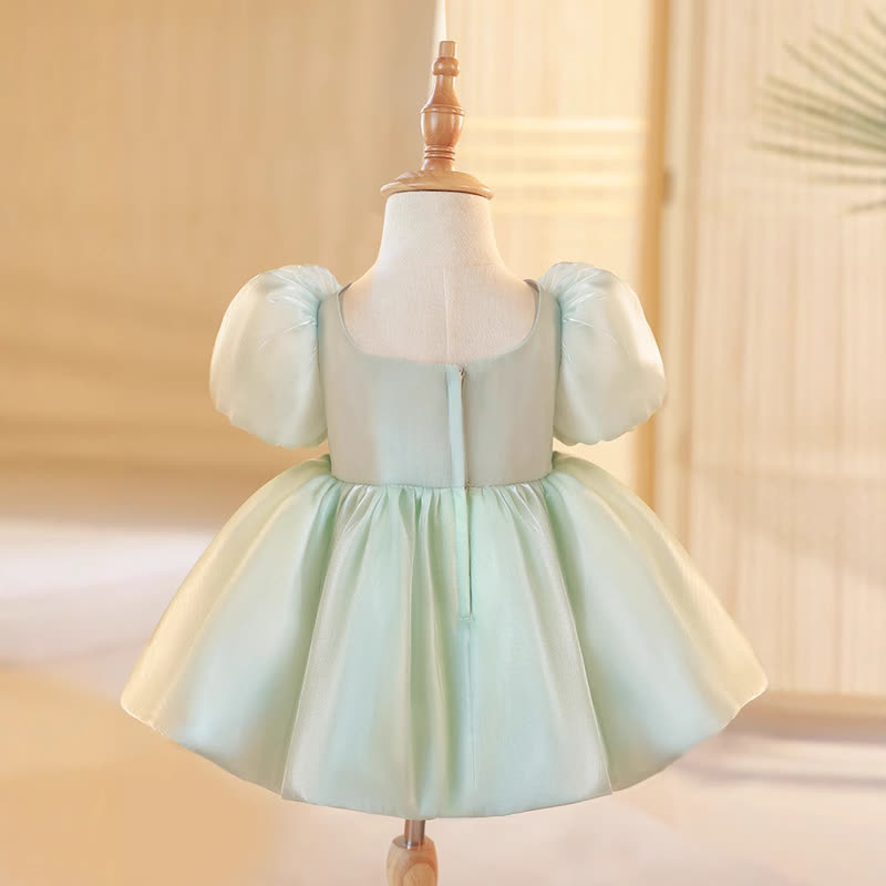 Organza Beaded Bow Short Sleeve Short Dresses - image 5