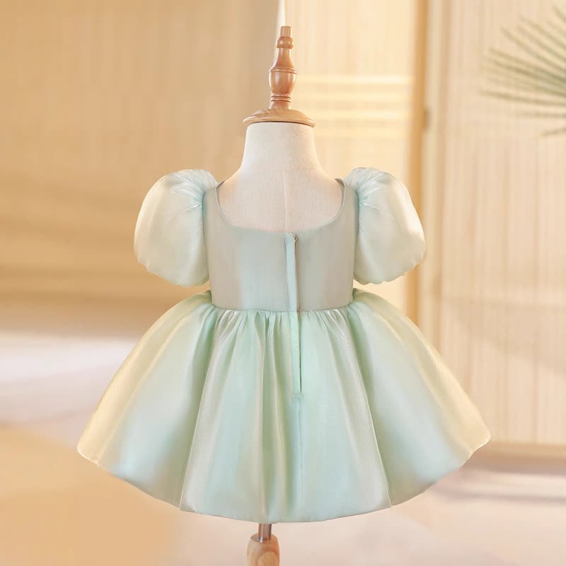 Organza Beaded Bow Short Sleeve Short Dresses - image 5