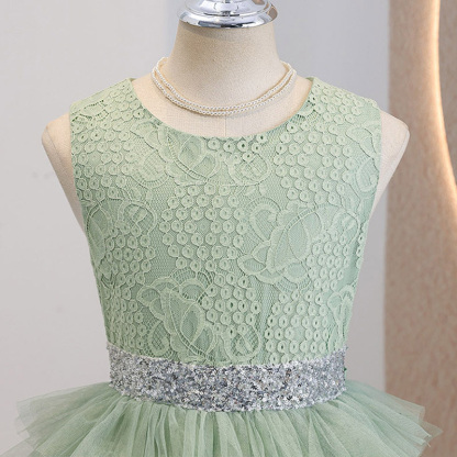 Mesh Bow Folds Lace Sleeveless Maxi Dresses - image 3