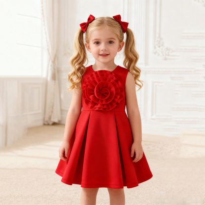 Scuba Knit Rosette Sleeveless Regular Dresses - image 20