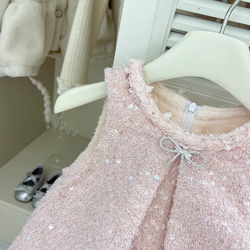 Tweed Panel Sleeveless Midi Dresses - image 5