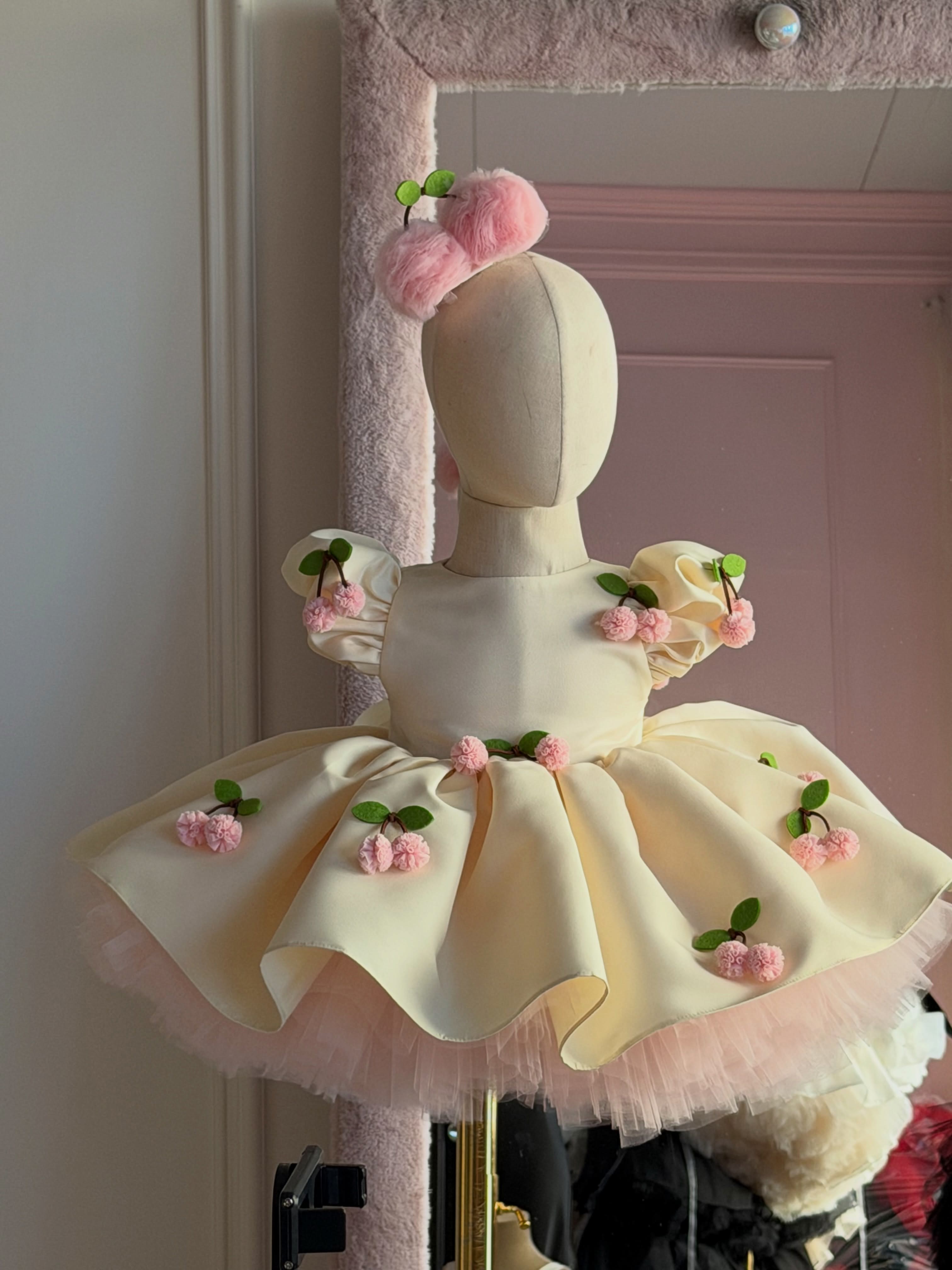 Satin Embellished Short Sleeve  Dresses Without Cherry Headband - image 11
