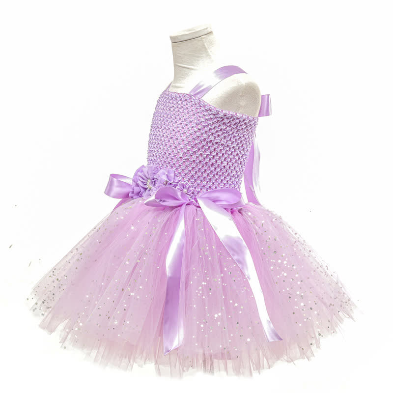 Mesh Sequins Crochet Butterfly Ballet Sleeveless Mid-long Dresses - image 11