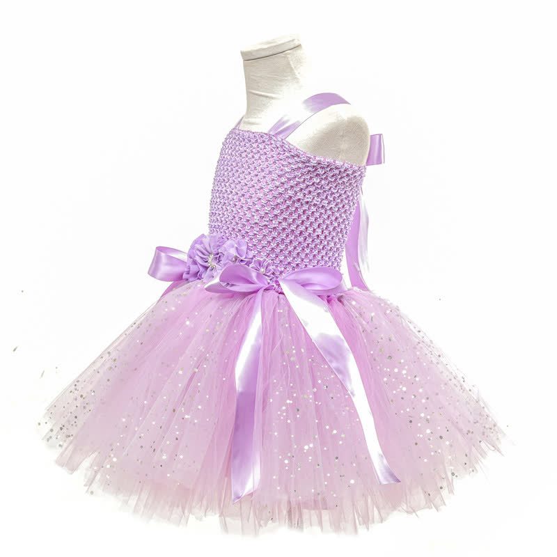 Mesh Sequins Crochet Butterfly Ballet Sleeveless Mid-long Dresses - image 11