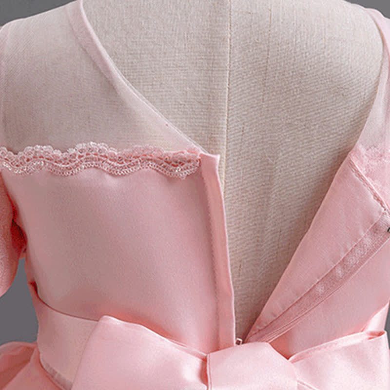 Organza Lace Bow Rosette Short Sleeve Maxi Dresses - image 23