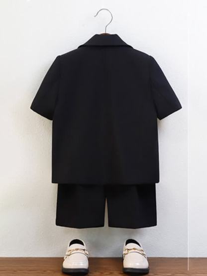 Chemical Fiber Blend Button Pocket Stitching Short Sleeve Shorts Two-piece Set - image 12