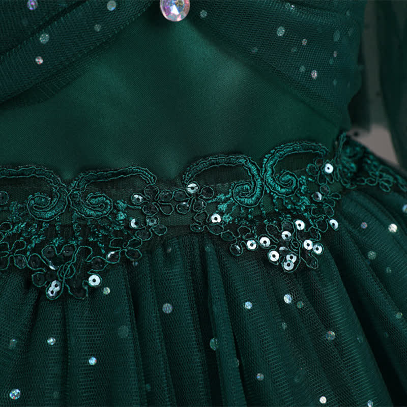 Mesh Lace Glitter Short Sleeve Mid-long Dresses - image 46