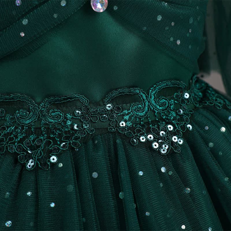 Mesh Lace Glitter Short Sleeve Mid-long Dresses - image 46