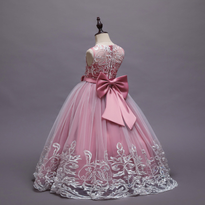 Mesh Lace Bow Lace Sleeveless Long Dresses - image 11