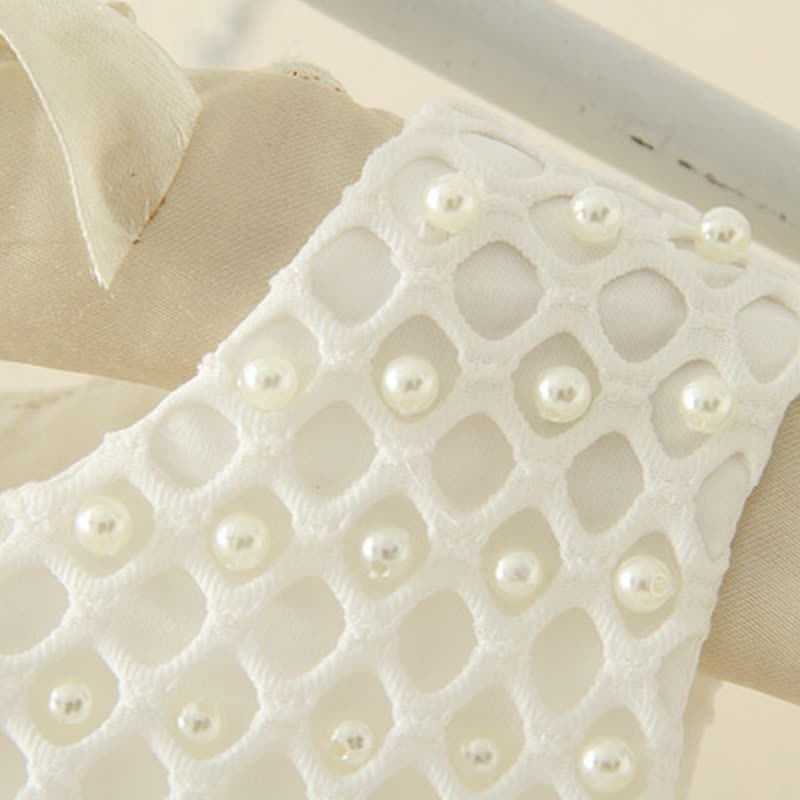 Mesh Folds Bow Sleeveless Midi Dresses - image 5