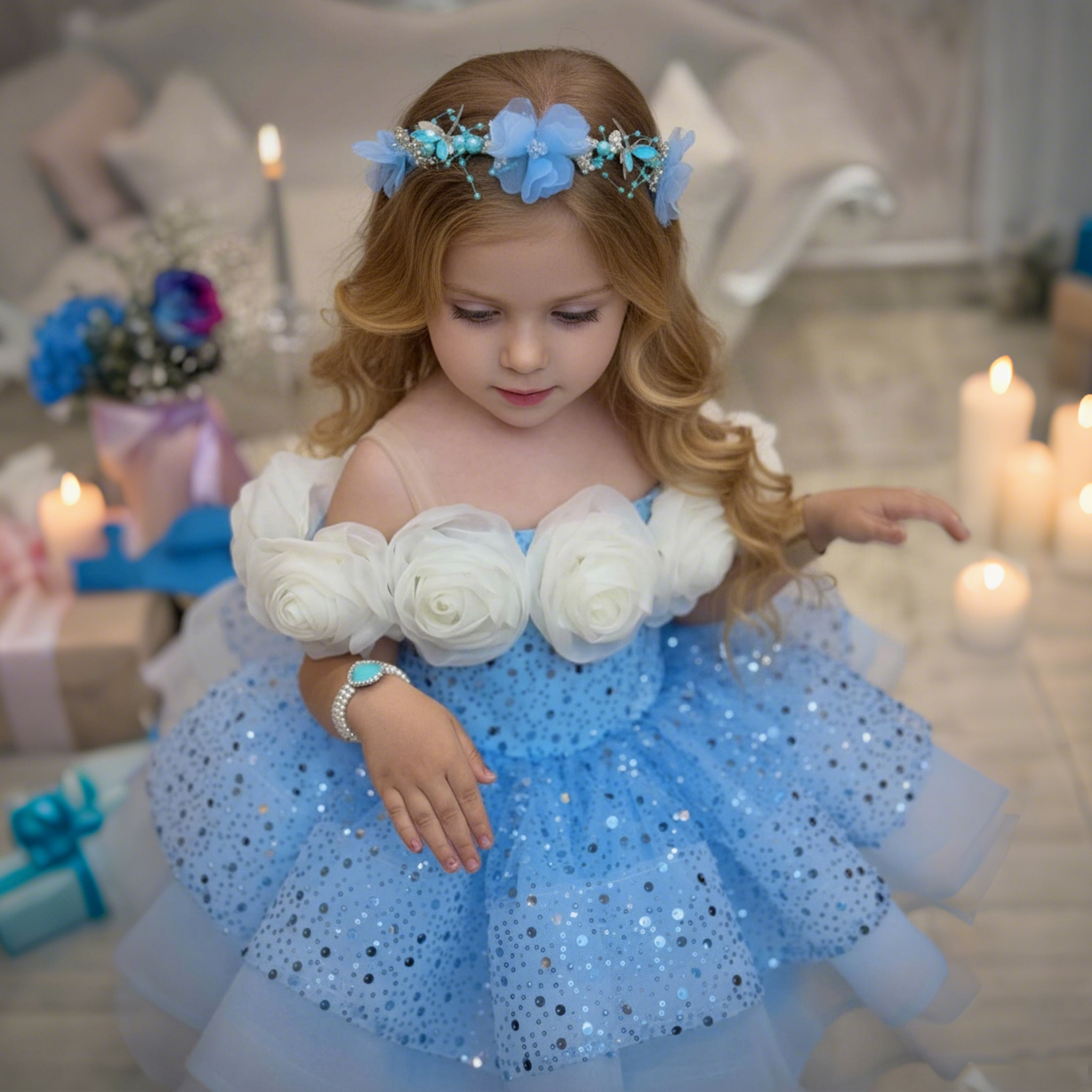 Glitter Rosette Sequins Sleeveless Midi Dresses - image 8