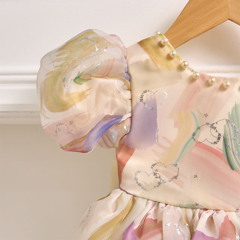 [Archive Sale] Organza Bow Pearl Short sleeve Midi Dresses - image 8