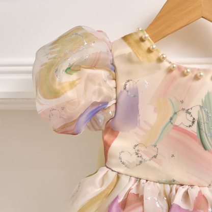 [Archive Sale] Organza Bow Pearl Short sleeve Midi Dresses - image 8
