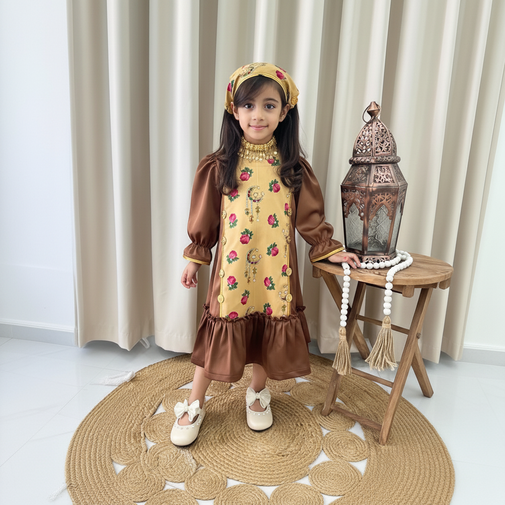 Ramadan Satin Split Joint Long Sleeve Midi Dresses - image 2