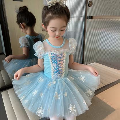 Cotton & Mesh Stamped Silver Ballet Short Sleeve Midi Dresses - image 9