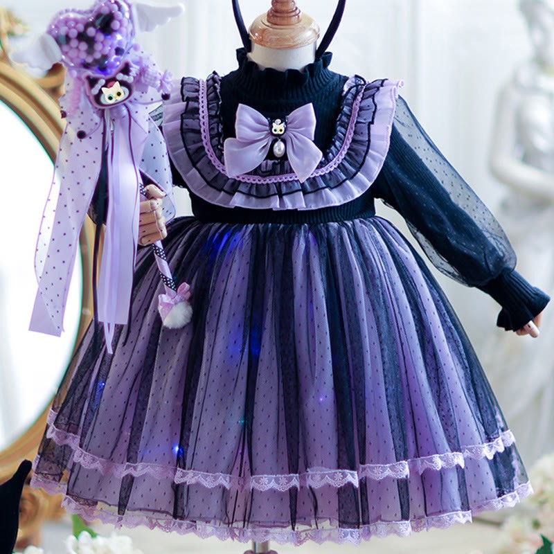 [Archive Sale] Yarn/wool Yarn Folds Lace Long Sleeve Mid-long Dresses - image 3