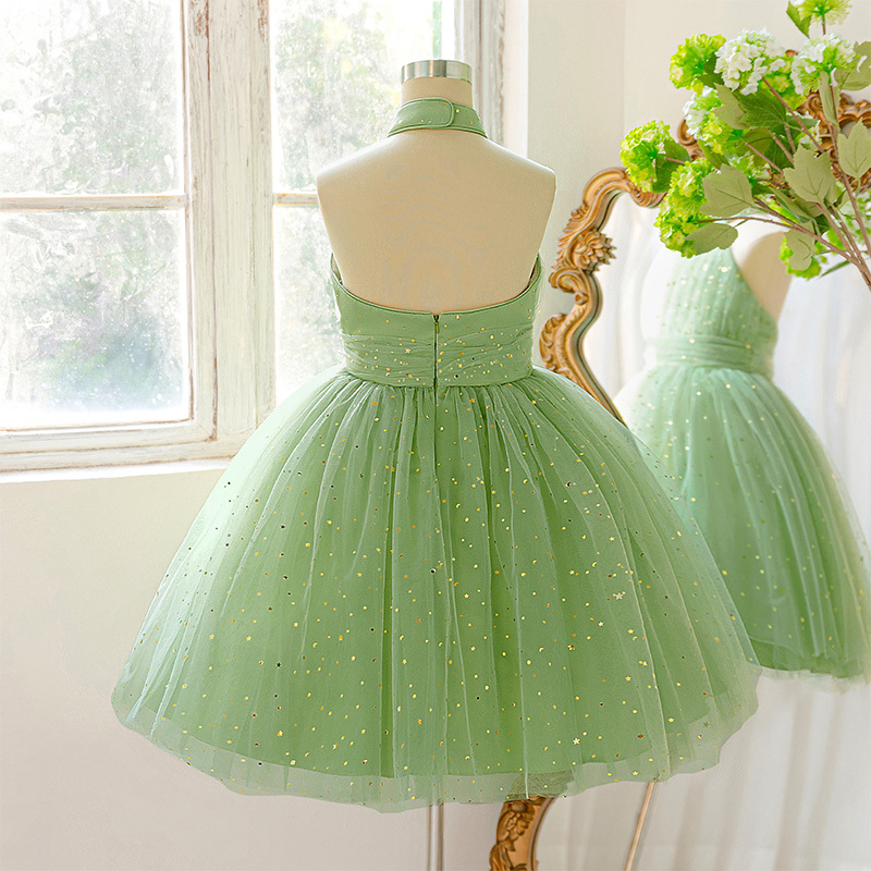 Mesh Sequins Short Sleeve Midi Dresses - image 3