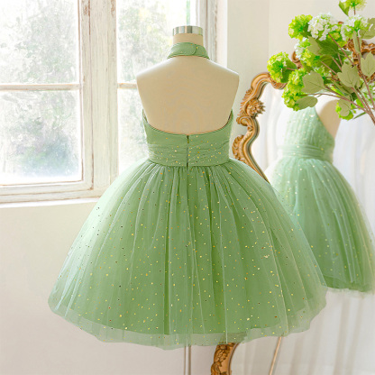 Mesh Sequins Short Sleeve Midi Dresses - image 3