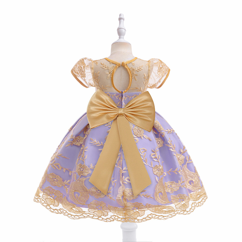 Mesh Lace Bow Lace Imitation Pearls Short Sleeve Mid-long Dresses - image 19