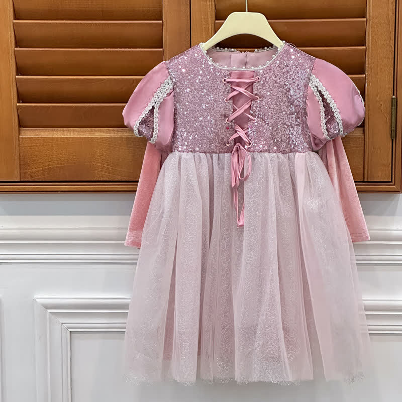 Velvet Lace-up Long Sleeve Midi Dresses - image 4