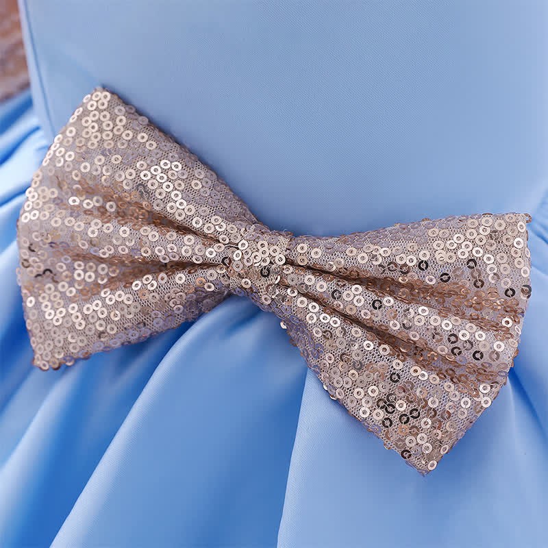 Satin & Mesh Bow Sleeveless Maxi Dresses - image 8