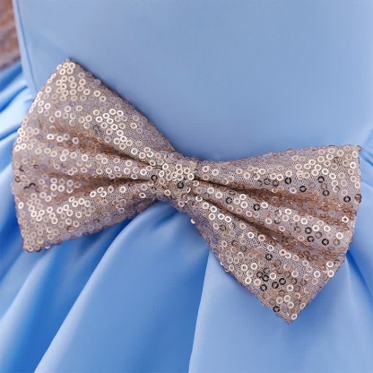 Satin & Mesh Bow Sleeveless Maxi Dresses - image 8